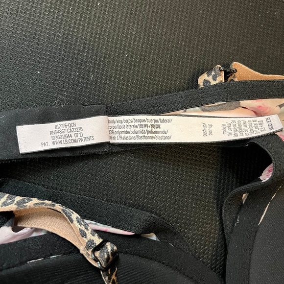 VICTORIA'S SECRET PUSH UP Black Pink Floral Leopard Print Underwire Bra 34DD - Picture 16 of 16